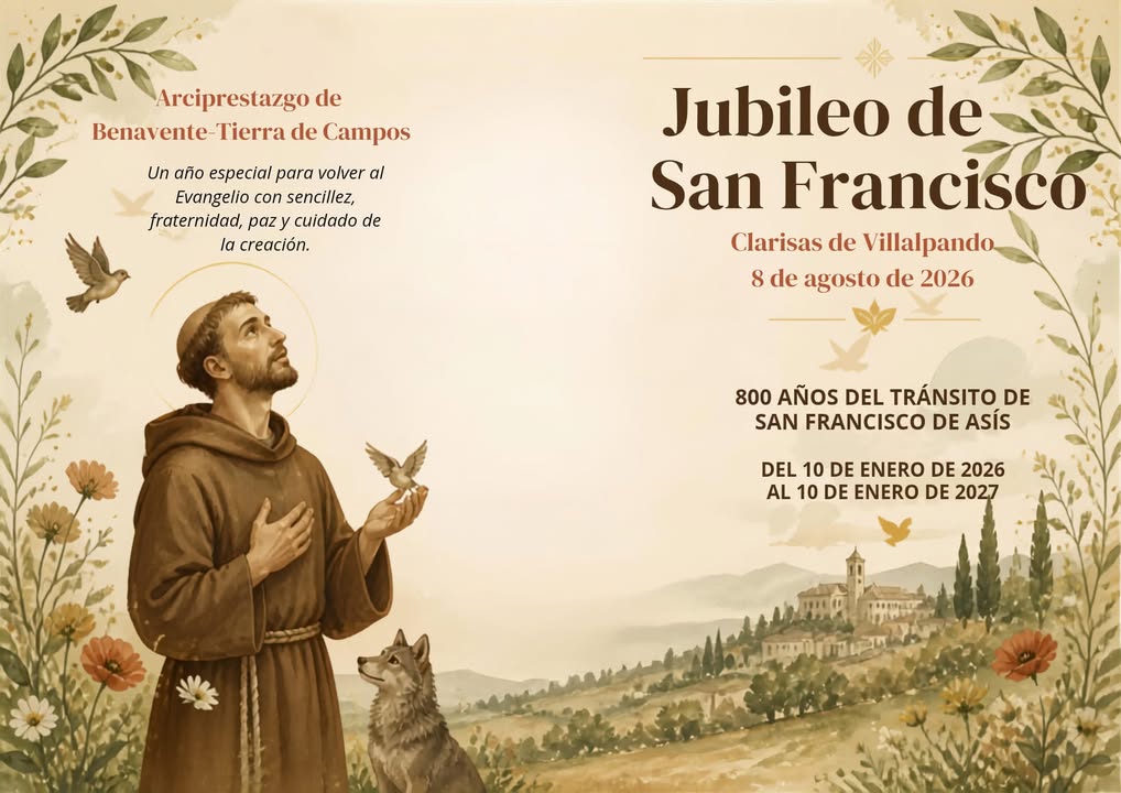 Cartel del Jubileo de San Francisco en Villalpando con ilustraciones
