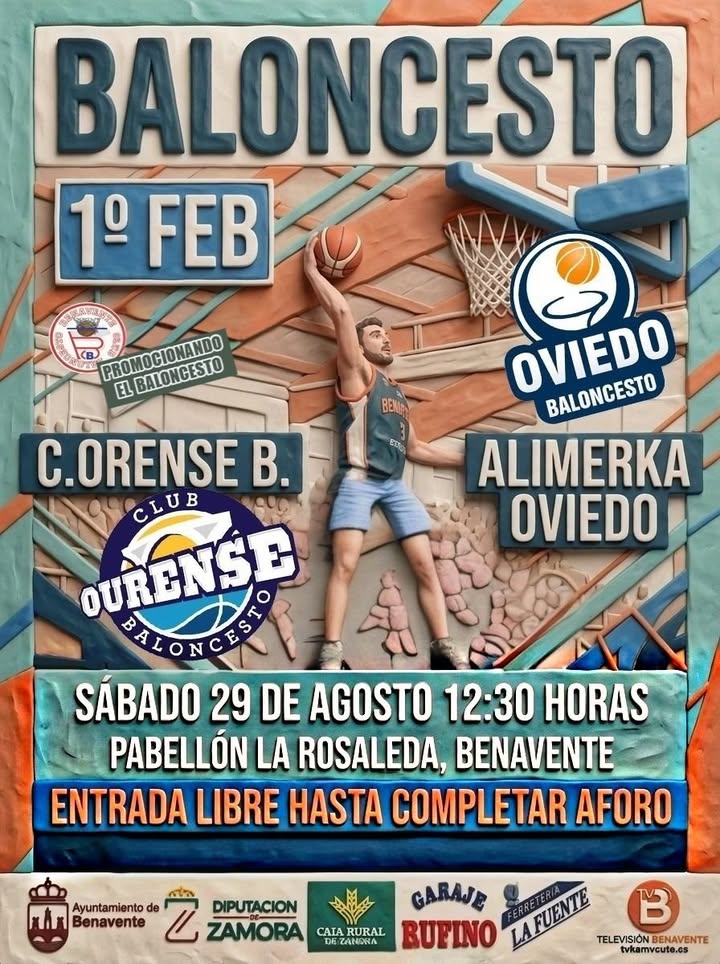 Cartel del partido amistoso de baloncesto en Ourense