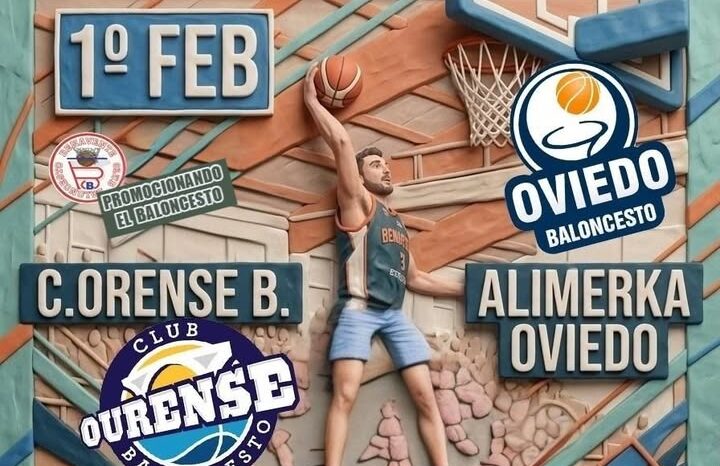 Cartel del partido amistoso de baloncesto entre Ourense y Oviedo