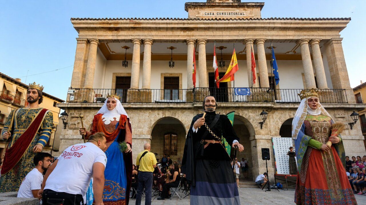 Gigantes de la Comparsa Ciudad de Toro en la Plaza Mayor