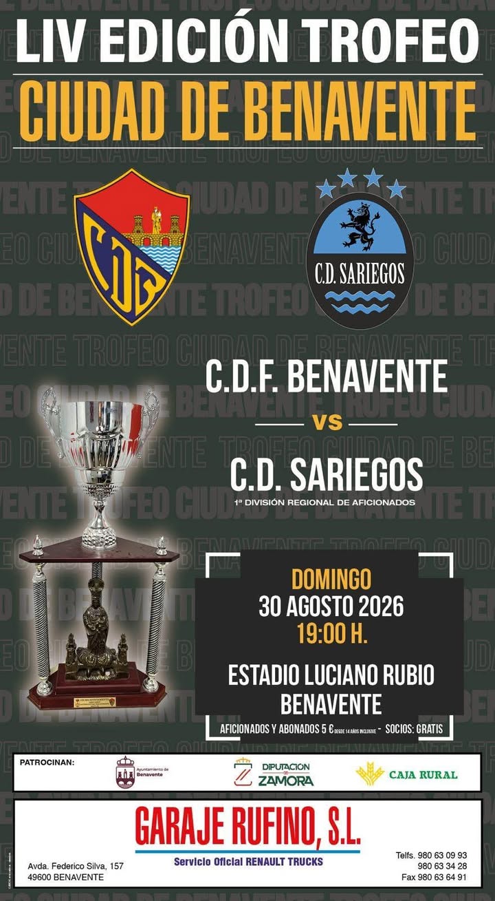 Cartel del Trofeo Ciudad de Benavente con logos de los equipos