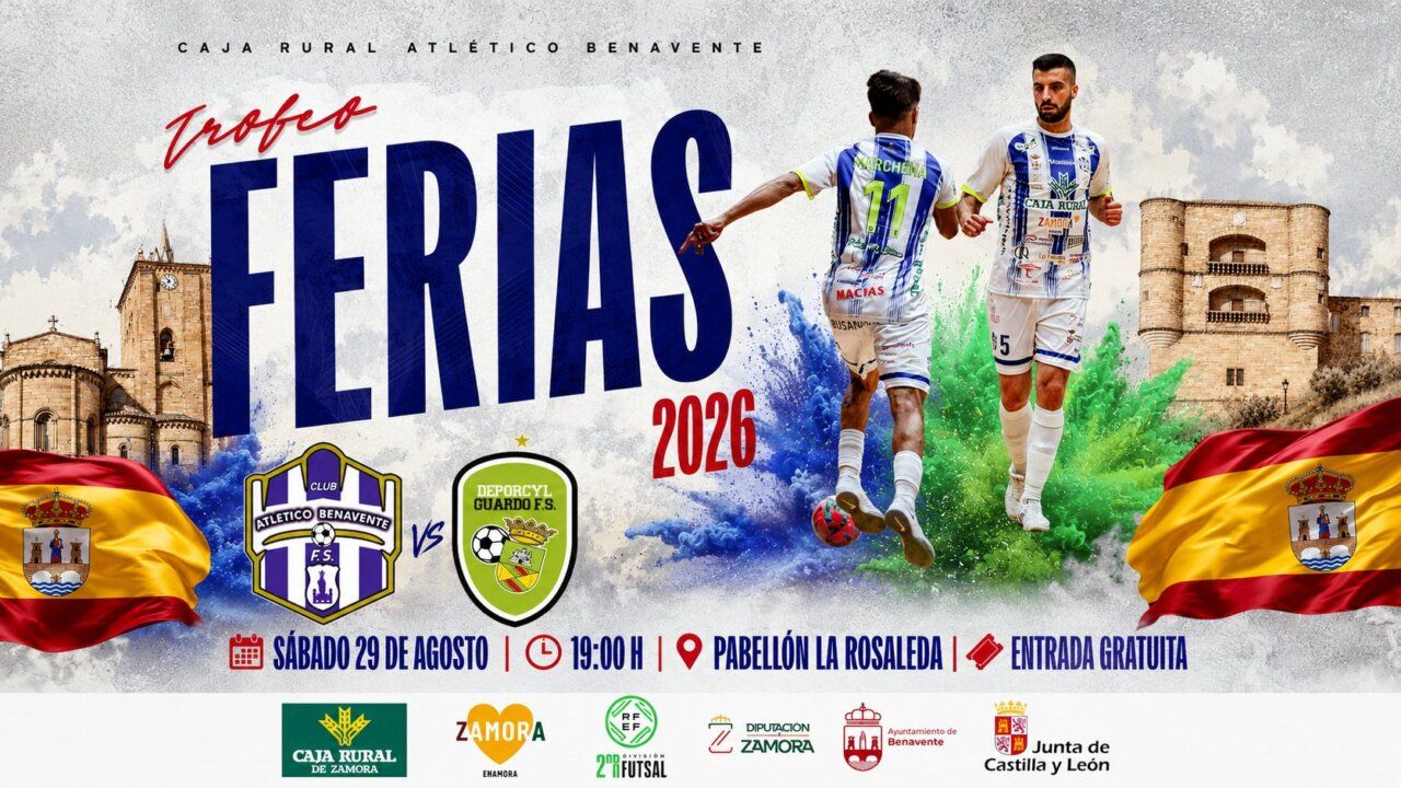 Cartel del Trofeo de Ferias 2026 entre Atlético Benavente y Guardo F.S.