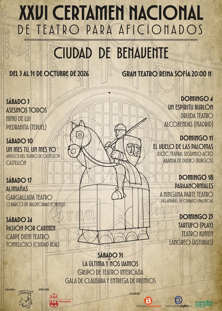Cartel del XXVI Certamen Nacional de Teatro Ciudad de Benavente 2026