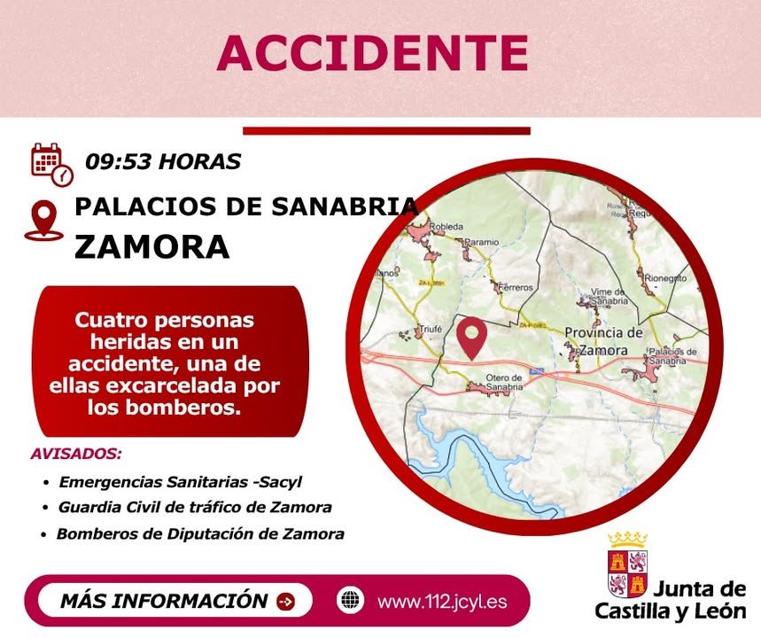 Mapa de la ubicación del accidente en Palacios de Sanabria, Zamora