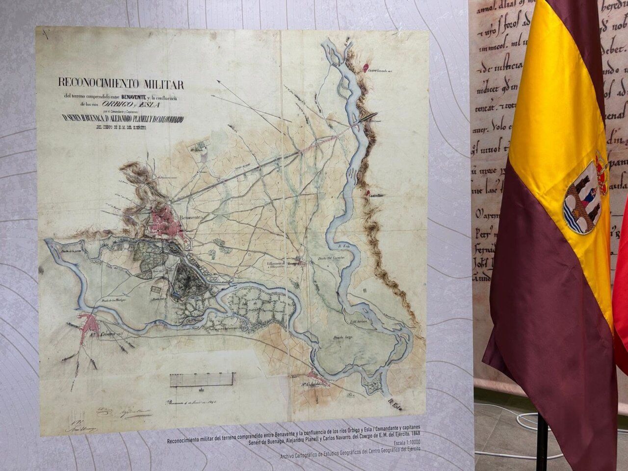 Lámina cartográfica histórica de Benavente con detalles geográficos