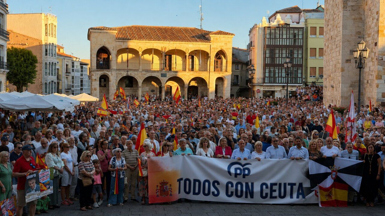 Multitudinaria concentración en la Plaza Mayor de Zamora en apoyo a Ceuta