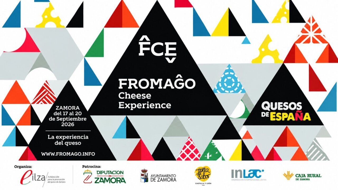 Cartel promocional de Fromago 2026 en Zamora con colores y formas geométricas.