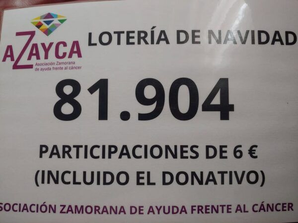 Cartel de lotería de Navidad de AZAYCA en Zamora