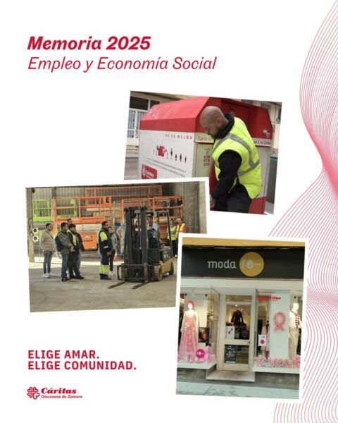 Imagen de la memoria 2025 de Cáritas Diocesana de Zamora sobre empleo y economía social.