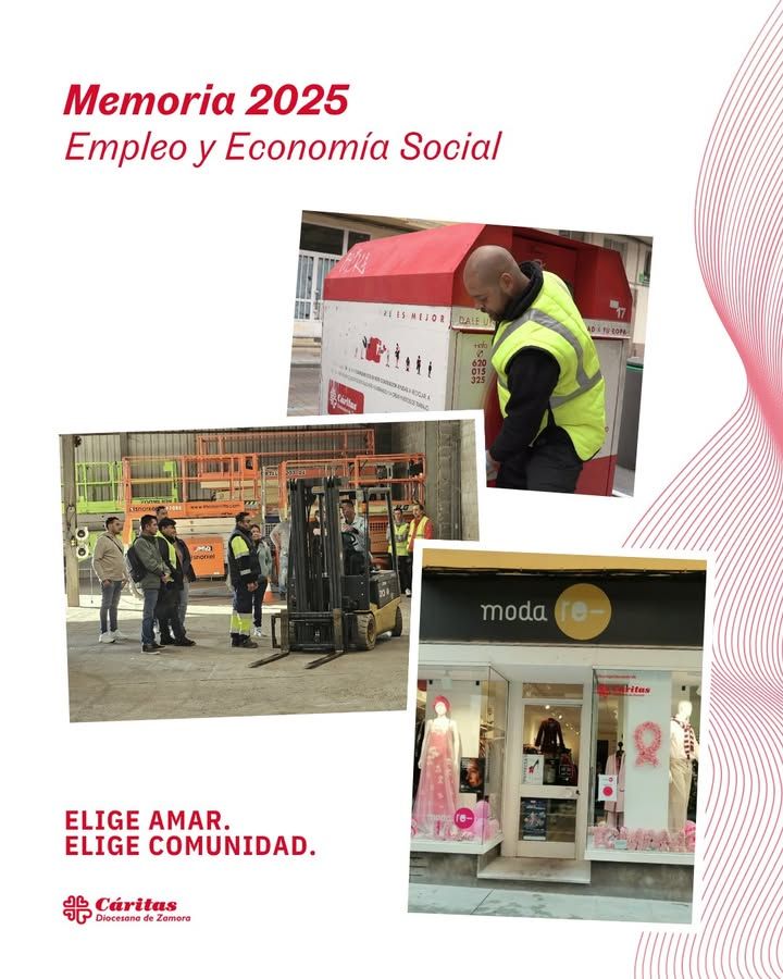 Imagen de la memoria 2025 de Cáritas Diocesana de Zamora sobre empleo y economía social.