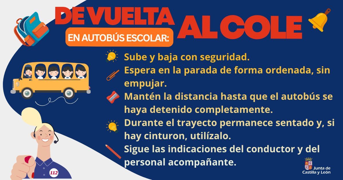 Infografía sobre normas de seguridad en el autobús escolar