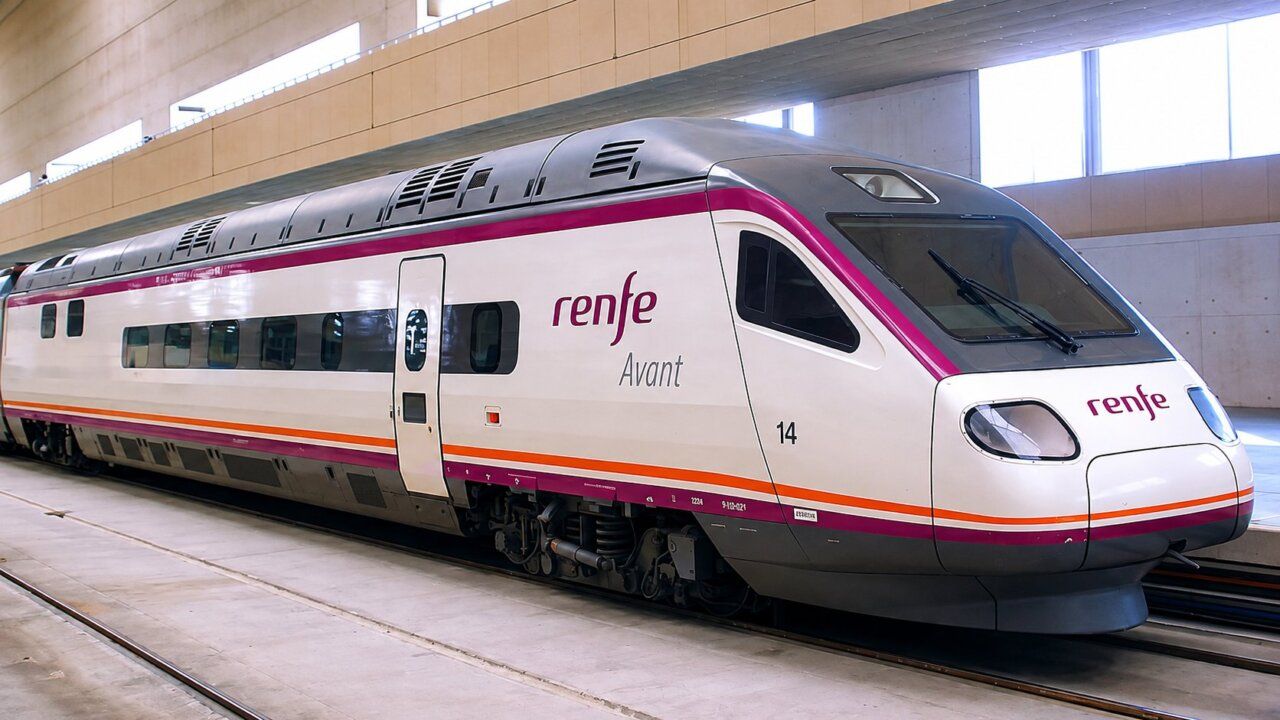 Tren AVANT de Renfe en una estación moderna