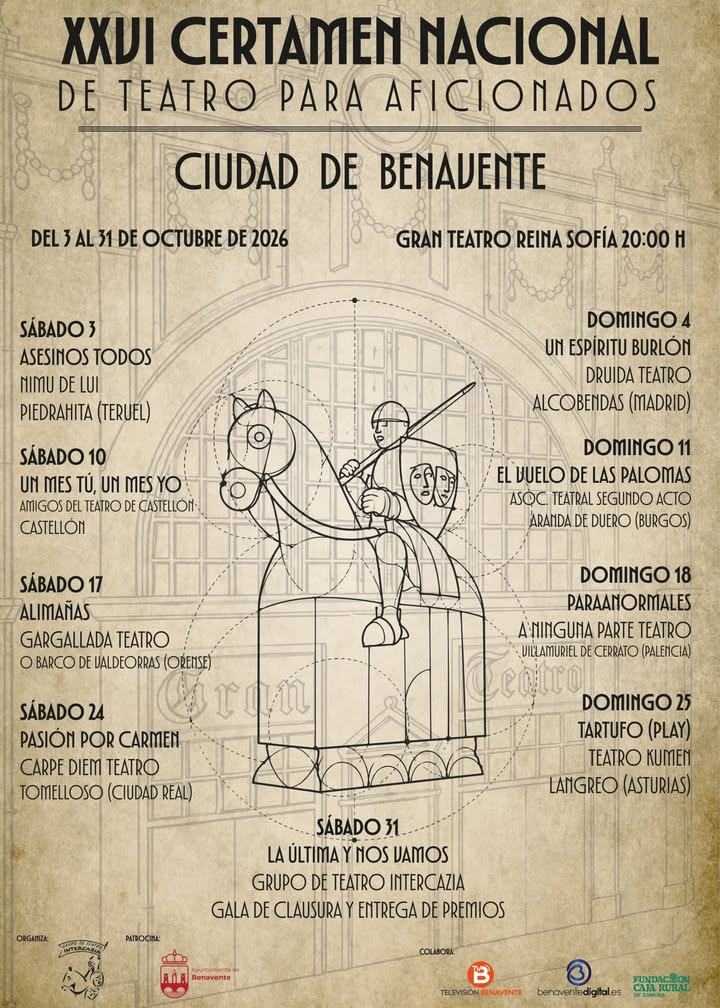 Cartel del XXVI Certamen Nacional de Teatro Aficionado en Benavente