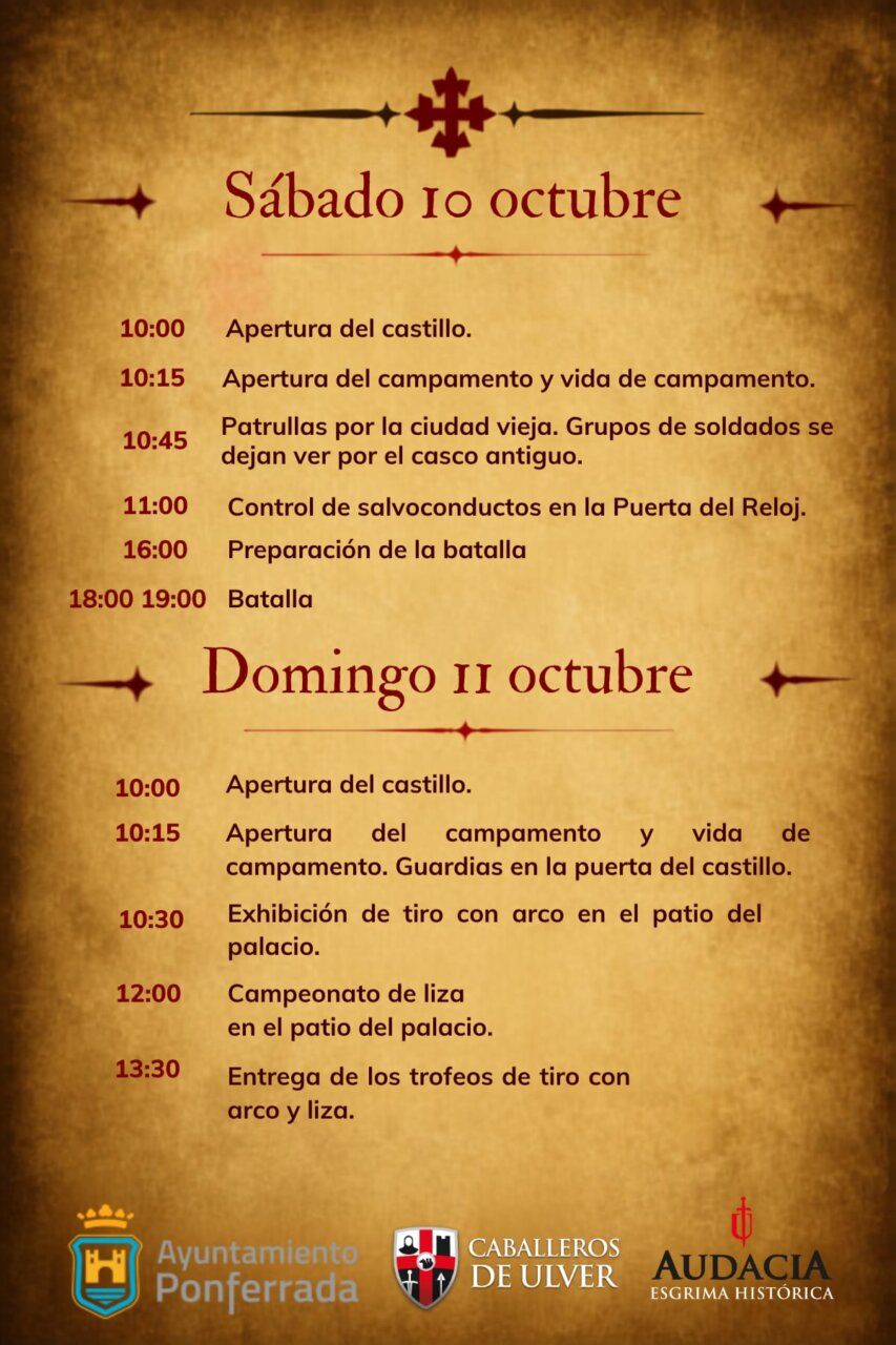 Programa de actividades para la revuelta de los Irmandiños en Ponferrada