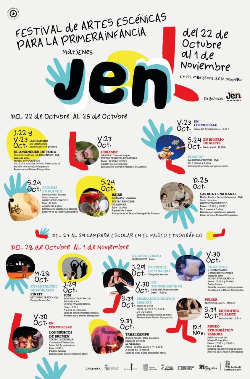 Cartel ilustrado del Festival JEN de artes escénicas para la primera infancia