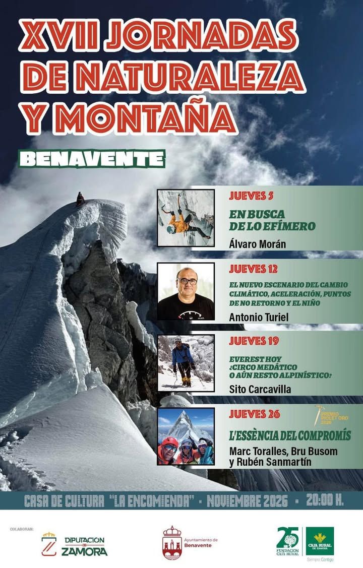 Cartel de las XVII Jornadas de Naturaleza y Montaña de Benavente, con programa de noviembre.