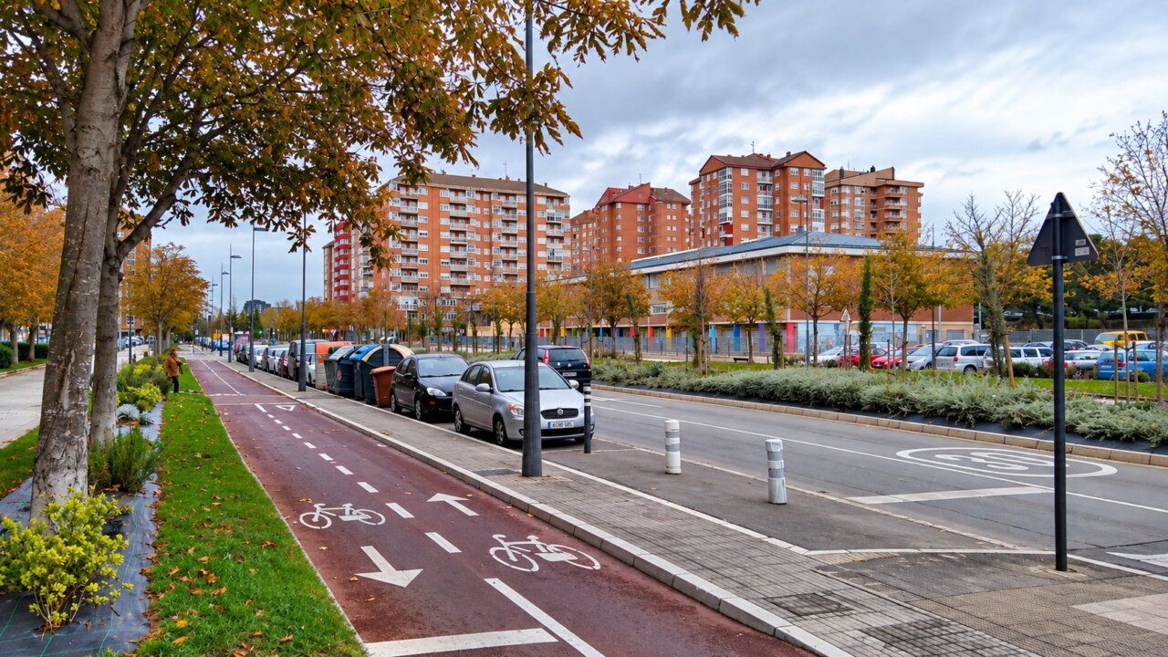 Vista de calles en Benavente con asfaltado y ciclovía