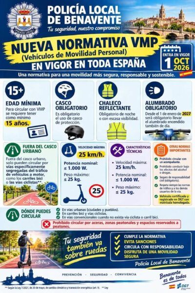 Infografía sobre nueva normativa para vehículos de movilidad personal en España